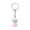Angel Acrylic & Alloy Pendant Keychain, with Iron Split Key Rings, Pink, 7.8cm