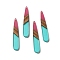 Opaque Resin & Walnut Wood Pendants, Teardrop Charms, Light Blue, 43.5~44x7.5x3mm, Hole: 1.5mm