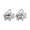 Brass Charms, Cadmium Free & Nickel Free & Lead Free, Elephant Charm, Real Platinum Plated, 9x8x4mm, Hole: 1.5mm