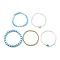 5Pcs 5 Style Polymer Clay Heishi Surfer Stretch Bracelets Set, Glass & Synthetic Turquoise Starfish & Evil Eye Lampwork & Brass Beaded Stackable Bracelets, Mixed Color, Inner Diameter: 2-1/4~2-3/8 inch(5.6~6cm), 1Pc/style
