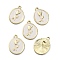 Zinc Alloy Enamel Pendants, Oval with Rose Pattern Charms, Light Gold, 22x17x2mm, Hole: 1.8mm