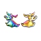 304 Stainless Steel Pendants, Dog Charm, Rainbow Color, 20x24x3mm, Hole: 1.8mm