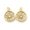 Brass with Cubic Zirconia Pendants, Cadmium Free & Lead Free, Round, Real 16K Gold Plated, 15.5x13x4mm