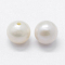 Natural Cultured Freshwater Pearl Beads, Half Drilled, Round, Floral White, 5~5.5mm, Hole: 0.8mm