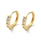 Brass Micro Pave Cubic Zirconia Huggie Hoop Earrings, Cadmium Free & Lead Free, Long-Lasting Plated, Golden, 17x15x3.2mm