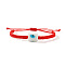 Lampwork Bead Braided Bead Bracelets, Adjustable  Synthetic Fiber Braided Bracelets for Men Women, Column with Evil Eye, Red, Inner Diameter: 11 inch(28cm)