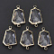 Glass Links Connectors, with Light Gold Plated Brass, Faceted, Cadmium Free & Nickel Free & Lead Free, Clear, 26x16x7mm, Hole: 2mm