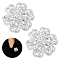 2Pcs Crystal Rhinestone Flower Brooch Pins, Zinc Alloy Jewelry Pins for Bride, Platinum, 52x52x10mm