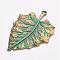 Tibetan Style Alloy Pendants, Leaf, Antique Bronze & Green Patina, 70x47x2mm, Hole: 4mm