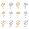 12Pcs 6 Styles Brass Micro Pave Cubic Zirconia Pendants, Flower Charm, Mixed Color, 16~17.5x10~12.5x2.3~3mm, Hole: 1.2~1.4mm, 2pcs/style