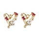 Кулоны из латуни с микропейвом и красным кубическим цирконием ZIRC-P086-27G-2