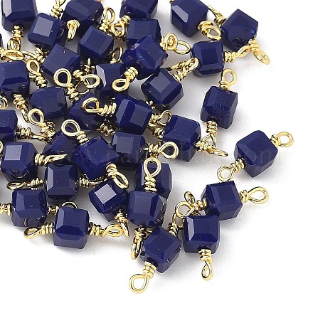 Стеклянные граненые кубические соединители подвески KK-C097-10G-02-1