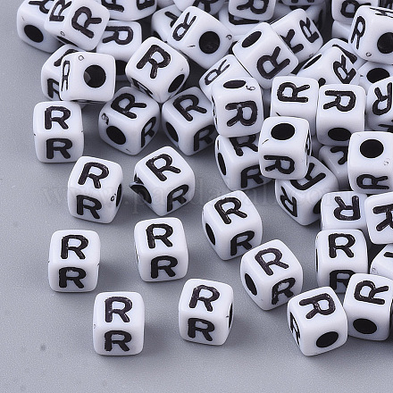 Белые непрозрачные акриловые бусины X-MACR-R869-02R-1