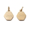 304 Stainless Steel Charms, with Jump Ring, Hexagon with Word Love Charm, Ion Plating(IP), Real 14K Gold Plated, 6.5x5.5x1mm, Hole: 1.6mm