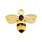 Alloy Enamel Pendants, Cadmium Free & Lead Free, Golden, Bee Charm, Gold, 17x21x3mm, Hole: 1.8mm