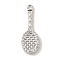 Rack Plating Brass Micro Pave Cubic Zirconia Pendants, Cadmium Free & Lead Free, Long-Lasting Plated, Banminton Racket, Platinum, 21x7.5x2mm, Hole: 1.2mm