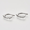 Brass Hoop Earring Findings with Latch Back Closure, Nickel Free, with Loop, Real Platinum Plated, 18.5x4.5x13.5mm, Hole: 1.2mm, Pin: 1x0.8mm