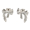 Brass Stud Earrings, Plastic Imitation Pearl Earrings for Women, Bowknot, Platinum, 21x18mm