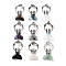 Natural & Synthetic Mixed Gemstone Whale Tail Big Pendants, Rack Plating Antique Silver Plated Alloy Fish Ring Charms, Cadmium Free & Lead Free, 56~57x29x12.5~13mm, Hole: 6.5x6mm