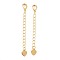 Brass Chain Extender, with Lobster Claw Clasps and Tiny Heart Charm, Cadmium Free & Nickel Free & Lead Free, Real 18K Gold Plated, 57mm, Hole: 2.5x3mm