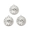 Tarnish Resistant 304 Stainless Steel Pendants Rhinestone Setting, Flat Round with Eye, Stainless Steel Color, 23.5x21x3mm, Hole: 1.4mm, Fit for 1.2~2mm Rhinestone