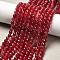 Dyed Natural White Jade Round Beads Strands, Faceted, Cerise, 4mm, Hole: 1mm, about 89~90pcs/strand, 14.5 inch