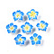Handmade Polymer Clay 3D Flower Plumeria Beads, Dodger Blue, 15x8mm, Hole: 2mm