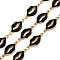 304 Stainless Steel Enamel Lip Link Chains, Soldered, Golden, with Spool, Black, 19x9.5x1.5mm