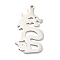 Non-Tarnish 201 Stainless Steel Pendants, Dragon Charms, Stainless Steel Color, 30x17x1mm, Hole: 1mm