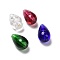Handmade Silver Foil Glass Beads, Teardrop, Mixed Color, 25x15mm, Hole: 1.5mm