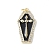 Brass Micro Pave Cubic Zirconia Pendants, with Enamel, Coffin Charms, Rack Plating, Long-Lasting Plated, Cadmium Free & Lead Free, with Jump Ring, Cross, 26x13.5x2.5mm, Hole: 3.5mm