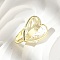 Heart Brass Natural Quartz Crystal Finger Rings, Long-Lasting Plated, 20x18mm, Inner Diameter: 18mm