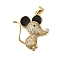 Rack Plating Brass Micro Pave Cubic Zirconia Pendants, with Enamel, Long-Lasting Plated, Lead Free & Cadmium Free, Animals Charms, with Jump Ring, Mouse, 27x25x5mm, Hole: 4x3mm