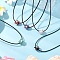 Natural Mixed Stone & Glass Seed Beads Cluster Flower Pendant Necklaces, Black Waxed Cotton Cord Necklaces for Women, Platinum, 17.40 inch(44.2cm)