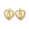 Brass Micro Pave Cubic Zirconia with Synthetic Opal Pendants, with Jump Ring, Cadmium Free & Lead Free, Real 18K Gold Plated, Heart, Heart, 19x18x3mm