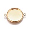 Ion Plating(IP) 304 Stainless Steel Cabochon Connector Settings, Plain Edge Bezel Cups, Flat Round, Golden, Tray: 16mm, 23.5x17.8x2mm, Hole: 1.8mm