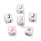 Opaque Acrylic Beads, Enamel Style, Cube with Letter, Letter J, 10x9.5x9mm, Hole: 3.8mm, about 560pcs/500g
