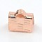 Brass Ribbon Crimp Ends, Rectangle, Rose Gold, 10x7mm, Hole: 1x2mm