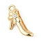 Brass Micro Pave Clear Cubic Zirconia Pendants, Cadmium Free & Nickel Free & Lead Free, Shoes Charms, Real 18K Gold Plated, 9.5x14x4.5mm, Hole: 1.4mm