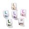 Opaque Acrylic Beads, Enamel Style, Cube with Letter, Letter L, 10x9.5x9mm, Hole: 3.8mm, about 560pcs/500g