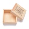 Square Shape Unfinished Hollow Wood Storage Box, Floral Pattern, BurlyWood, 11.9x11.9x8.75cm, 2 styles, 2pcs/style, 4pcs/set