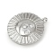 Brass Micro Pave Cubic Zirconia Pendants, Round, Long-Lasting Plated, Cadmium Free & Lead Free, Rack Plating, Platinum, 23x20x3.5mm, Hole: 2mm
