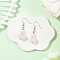 Brass Natural Rose Quartz Dangle Earrings, Round, Platinum, Pink, 42x10mm