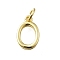 Brass Pendants, With Jump Ring, Long-Lasting Plated, Lead Free & Cadmium Free, Rack Plating, Real 18K Gold Plated, Letter O, 12x8x2mm, Hole: 3mm
