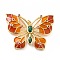 Rack Plating Brass Micro Pave Cubic Zirconia Pendants, with Enamel, Real 18K Gold Plated, Long-Lasting Plated, Lead Free & Cadmium Free, Butterfly, Dark Orange, 30x39.5x3mm, Jump Ring: 5x0.8mm, 3.4mm inner diameter