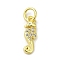 Real 18K Gold Plated Brass Pave Cubic Zirconia Pendants, Cadmium Free & Nickel Free & Lead Free, with Jump Rings, Sea Horse, Clear, 14x4x2mm, Hole: 3mm