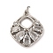 Brass Micro Pave Cubic Zirconia Pendants, Rhombus Charms, with Jump Ring, Long-Lasting Plated, Cadmium Free & Lead Free, Rack Plating, Platinum, 20.5x18x5mm, Hole: 3mm