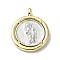 Rack Plating Real 18K Gold Plated Brass Pendants, Long-Lasting Plated, Lead Free & Cadmium Free, Flat Round with Human, Clear, 24x19.5x3mm, Hole: 3mm