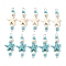 10Pcs 2 Colors Dyed Synthetic Turquoise Starfish Rondelle Round Beaded Connector Charms, with 304 Stainless Steel Loops, Stainless Steel Color, Mixed Color, 33.5~34x14~14.5x5~5.5mm, Hole: 1.8~2mm