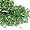 Glass Seed Beads, Silver Lined, Square, Light Green, 3~4x3x3mm, Hole: 1.2mm, about 6300pcs/pound